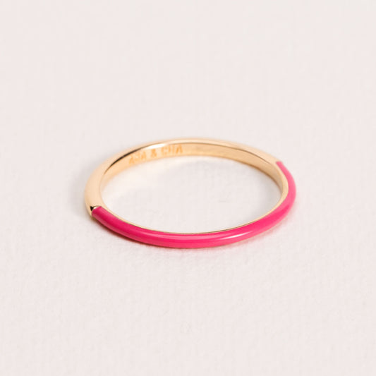 BAGUE SERENA LAQUE ROSE