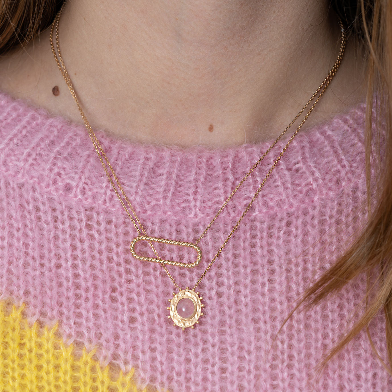 COLLIER ODILE QUARTZ ROSE