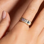 Bague Aurora dorée en plaqué or 18 carats ornée de topazes bleue et London Blue et d’une améthyste violette