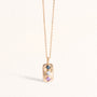 Collier Aurora dorée en plaqué or 18 carats ornée de topazes bleue et London Blue et d’une améthyste violette