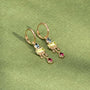 Créoles Sienna dorées en plaqué or 18 carats avec pendant orné de topaze London Blue, rhodolite framboise et péridot vert