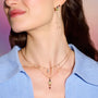 Collier Sienna doré en plaqué or 18 carats avec pendentif orné de topaze London Blue, rhodolite framboise et péridot vert