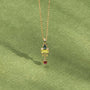 Collier Sienna doré en plaqué or 18 carats avec pendentif orné de topaze London Blue, rhodolite framboise et péridot vert