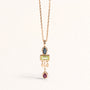 Collier Sienna doré en plaqué or 18 carats avec pendentif orné de topaze London Blue, rhodolite framboise et péridot vert