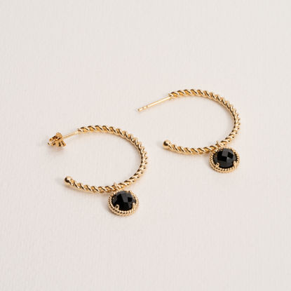 Picture of LISE BLACK AGATE HOOPS